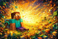Steve Minecraft Abstract Video Game Wall Art Poster | Landscape