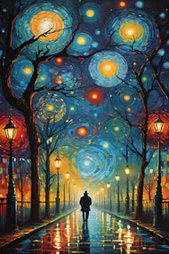 A Walk Through the Cosmos - Multiverse Abstract Painting Style Wall Art Poster | Portrait