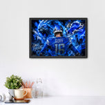 Jared Goff Detroit Lions Skyline Wall Art Poster | Landscape