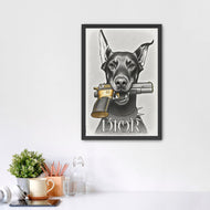 Dior Doberman Pistol Sketch Wall Art Poster | Portrait