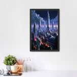 Futuristic Metropolis Cityscape Wall Art Poster | Portrait