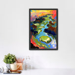Golf Course Abstract Painting Style Wall Art Poster | Portrait