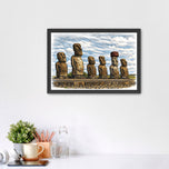 Rapa Nui Moai Easter Island Sketch Wall Art Poster | Landscape