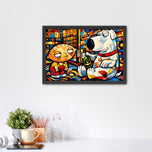 Family Guy Brian x Stewie Abstract Wall Art Poster | Landscape