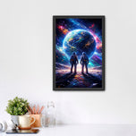Celestial Journey - Astronauts Gazing Upon Earth Wall Art Poster | Portrait