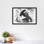 Xenomorph Alien Cinematic Sketch Wall Art Poster | Landscape