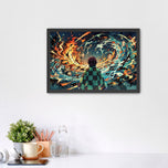 Tanjiro Sun Breathing x Water Breathing Demon Slayer Anime Wall Art Poster | Landscape