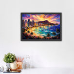 Honolulu Hawaii Vibrant Wall Art Poster | Landscape