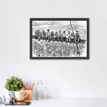 Iconic Lunch Atop a Skyscraper NYC Sketch Style Wall Art Poster | Landscape