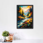 Nature River Scene Painting Style Wall Art Poster | Portrait
