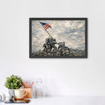 Battle of Iwo Jima Painting Style Wall Art Poster | Landscape