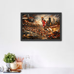Michael Jordan Chicago Bulls Iconic Dunk Painting Style Wall Art Poster | Landscape