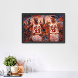 Michael Jordan x Scottie Pippen Chicago Bulls NBA Skyline Wall Art Poster | Landscape