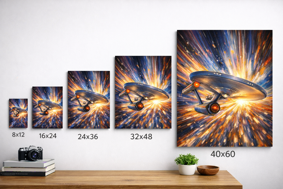 The Ocean Nebula - Colorful Ocean Abstract Wall Art with Vibrant Tropical Fish size chart