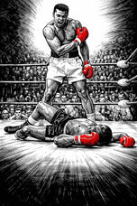 Stand Over the Fallen — Muhammad Ali Iconic Phantom Punch Ink Wall Art