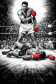 Stand Over the Fallen — Muhammad Ali Iconic Phantom Punch Ink Wall Art