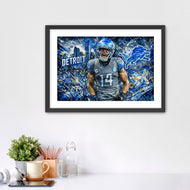 The Lions’ Roar - Amon-Ra St. Brown Detroit Lions Abstract NFL Wall Art