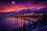 Anchorage Alaska Twilight Wall Art Poster | Landscape