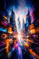The Infinite City - Futuristic Neon Cityscape Abstract Wall Art