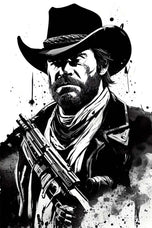 The Outlaw’s Shadow - Arthur Morgan Red Dead Redemption 2 Ink Wall Art