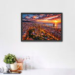 Barcelona Golden Sunset Over Sagrada Familia Skyline Wall Art Poster | Landscape