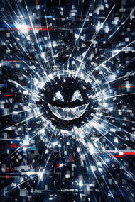 Fragments of the Algorithm - Black Mirror Digital Smile Cinematic Artwork