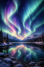 Heaven’s Curtains - Aurora Borealis Night Sky Landscape Art