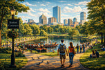 Boston Common Park Life Wall Art Poster | Landscape