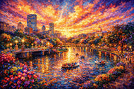 Boston River Light and Painted Sky Wall Art Poster | Landscape