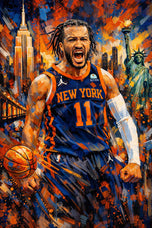 The Empire Awakens - Jalen Brunson New York Knicks NBA Skyline Art