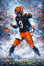 The Cold Blooded Nine - Joe Burrow Cincinnati Bengals Snow Abstract Wall Art