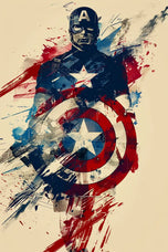 Captain America in Splattered Valor Wall Art Poster | Portrait