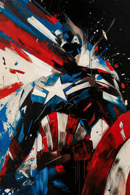 Captain America Patriotic Paint Surge Wall Art Poster | Portrait