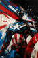 Captain America Patriotic Paint Surge Wall Art Poster | Portrait