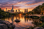 Central Park Lake Sunset Wall Art Poster | Landscape