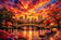 Central Park New York Sunset Blaze Wall Art Poster | Landscape