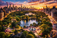 Central Park New York Sunset Wall Art Poster | Landscape