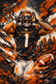King of the Jungle – Ja'Marr Chase Cincinnati Bengals Abstract Wall Art