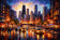 Golden Hour in Chicago – Skyline and River Lights Wall Art