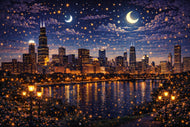 Chicago Twilight City Wall Art Poster | Landscape