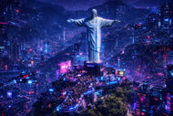 Rio 2099 – Christ the Redeemer Over a Futuristic Cyberpunk Brazil