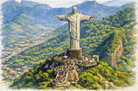 Brazil’s Eternal Watcher – Christ the Redeemer Sketch Wall Art