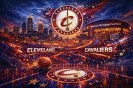 The Land Ignites – Cleveland Cavaliers Night Skyline