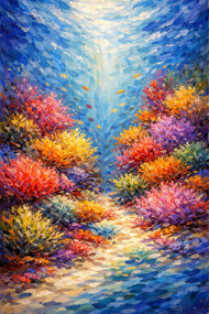 Beneath the Blue – A Coral Garden Wall Art Painting