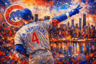 Windy City Fire – Pete Crow-Armstrong Chicago Cubs Skyline Wall Art