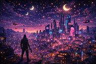Cyberpunk Night City Video Game Wall Art Poster | Landscape