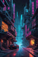 Neon District – Cyberpunk Future City Abstract Wall Art