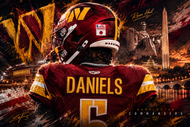 Jayden Daniels Washington Commanders DC Wall Art Poster | Landscape
