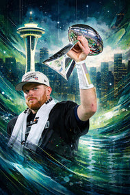 Emerald City Glory – Sam Darnold Seahawks Superbowl Champs Wall Art