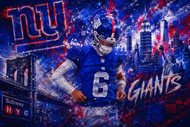 Jaxson Dart New York Giants Skyline Wall Art Poster | Landscape